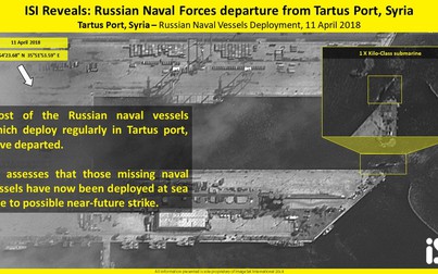Hình ảnh vệ tinh cho thấy có thể các tàu chiến Nga rời cảng ở Syria