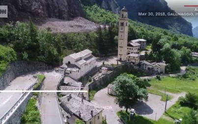 Tháp chuông nhà thờ hơn 400 tuổi vẫn đứng vững trong một vụ lở núi khiến dân mạng sững sờ