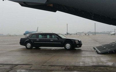 “Quái thú” Cadillac One của Tổng thống Mỹ đến Nội Bài
