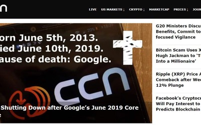 Trang tin tức tiền ảo hàng đầu thế giới CCN.com đóng cửa vì mất 71% lưu lượng truy cập sau khi Google Update