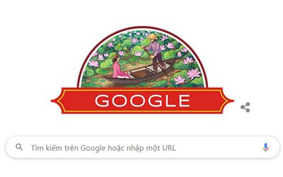Google Doodle chọn hình ảnh hoa sen, nón lá, áo dài để chào mừng ngày Quốc khánh Việt Nam