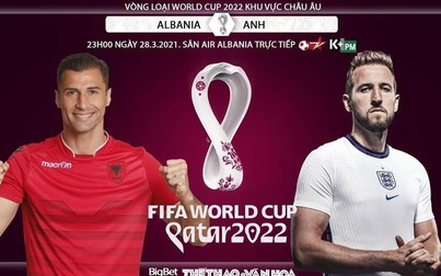 Lịch thi đấu bóng đá hôm nay 28/3: Albania - Anh