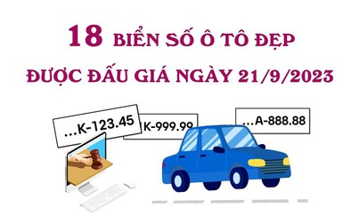  18 biển số ôtô đẹp được đấu giá trong ngày 21/9/2023
