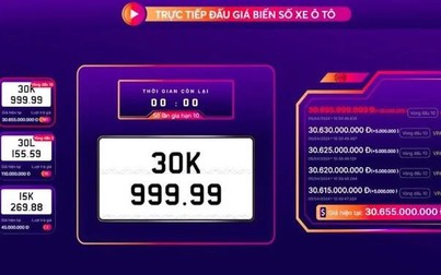 Biển số 'cực phẩm' 30K-999.99 chỉ còn nửa giá sau khi đấu giá lại