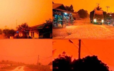 Bầu trời ở Indonesia đỏ rực giữa ban ngày do cháy rừng