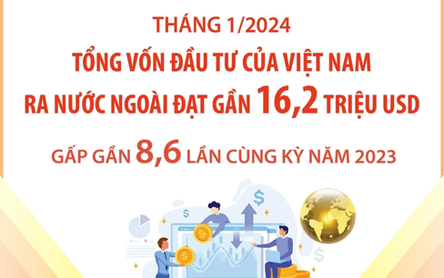 Tổng vốn đầu tư của Việt Nam ra nước ngoài đạt gần 16,2 triệu USD trong tháng 1