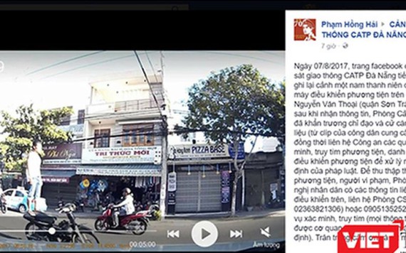 CSGT Đà Nẵng dùng facebook truy tìm đối tượng đứng trên yên điều khiển xe máy