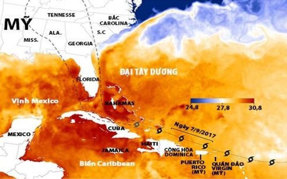 Đường đổ bộ vào Mỹ của bão 'quái vật' Irma