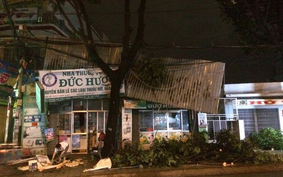 Mưa lốc, hàng loạt cây xanh gãy nhánh ngả vào nhà dân ở Sài Gòn