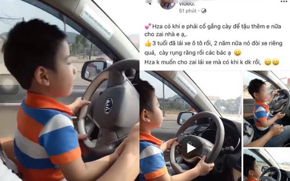 Đăng clip con trai 3 tuổi lái ô tô để khoe của, vợ chồng ở Hà Nội gây phẫn nộ