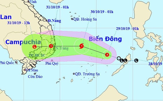 Áp thấp nhiệt đới có thể mạnh lên thành bão, đi vào đất liền Bình Định - Ninh Thuận