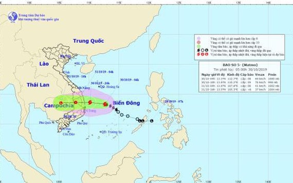 Bão số 5 mạnh thêm, di chuyển vào Quảng Ngãi - Khánh Hòa trong tối nay