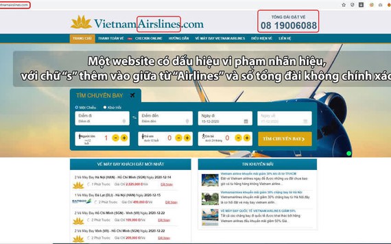 Xuất hiện một số trang web giả danh Vietnam Airlines, lừa bán vé giả cho hành khách