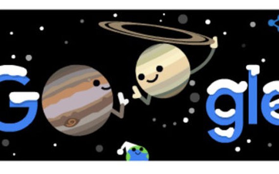 Google đổi biểu tượng chào đón sự giao hội giữa Sao Mộc và Sao Thổ
