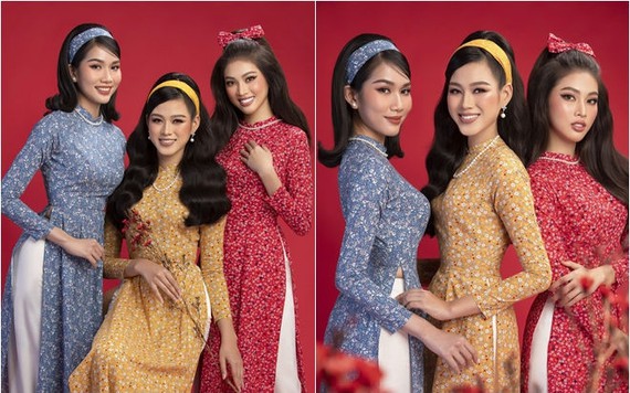 Top 3 Hoa hậu Việt Nam 2020 Đỗ Hà - Phương Anh - Ngọc Thảo chào xuân 'ngọt lịm' với áo dài cổ điển