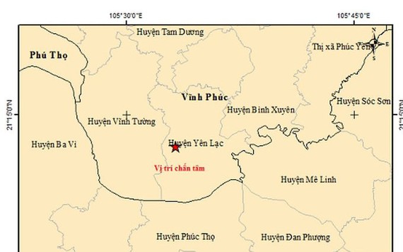 Động đất xảy ra ở Vĩnh Phúc, Lai Châu