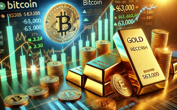 Vàng đạt mức cao kỷ lục khi cảm giác hưng phấn về rủi ro mất dần, Bitcoin củng cố trên 63.000 USD