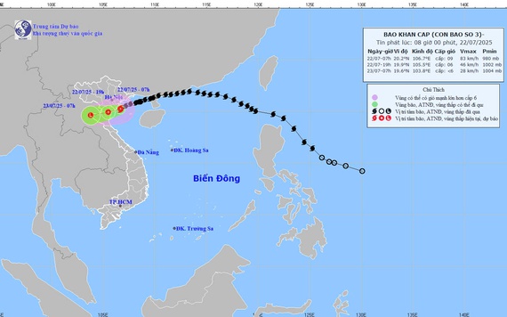 Bão số 3 tiến sát đất liền Hưng Yên - Ninh Bình, gây mưa lớn diện rộng