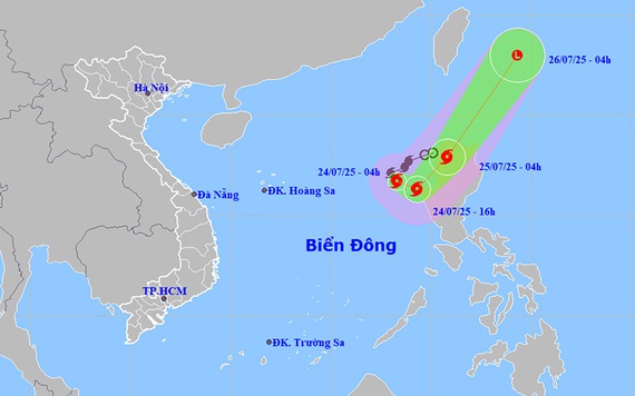 Thời tiết ngày 24/7: Bão số 4 giật cấp 11 trên khu vực Bắc Biển Đông