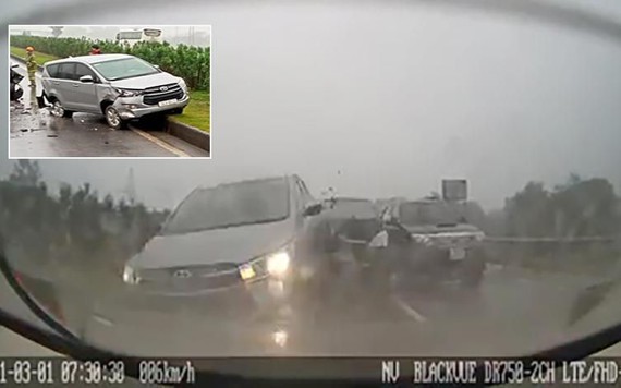 Khoảng khắc xe Innova gây tai nạn liên hoàn trên cao tốc