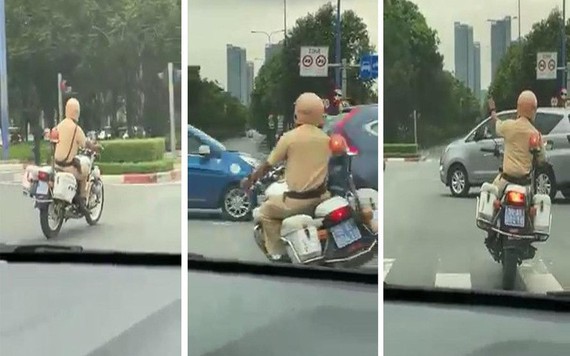 CSGT lái mô tô đặc chủng, 'mở đường' đưa thai phụ đến bệnh viện