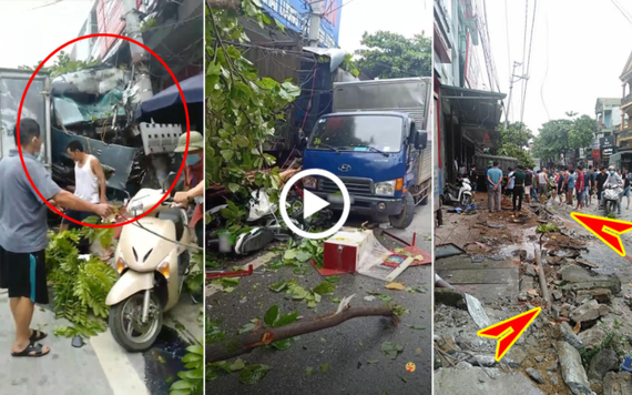 Hiện trường xe đầu kéo cày nát 50m vỉa hè, tông hàng chục xe máy ở Hà Giang